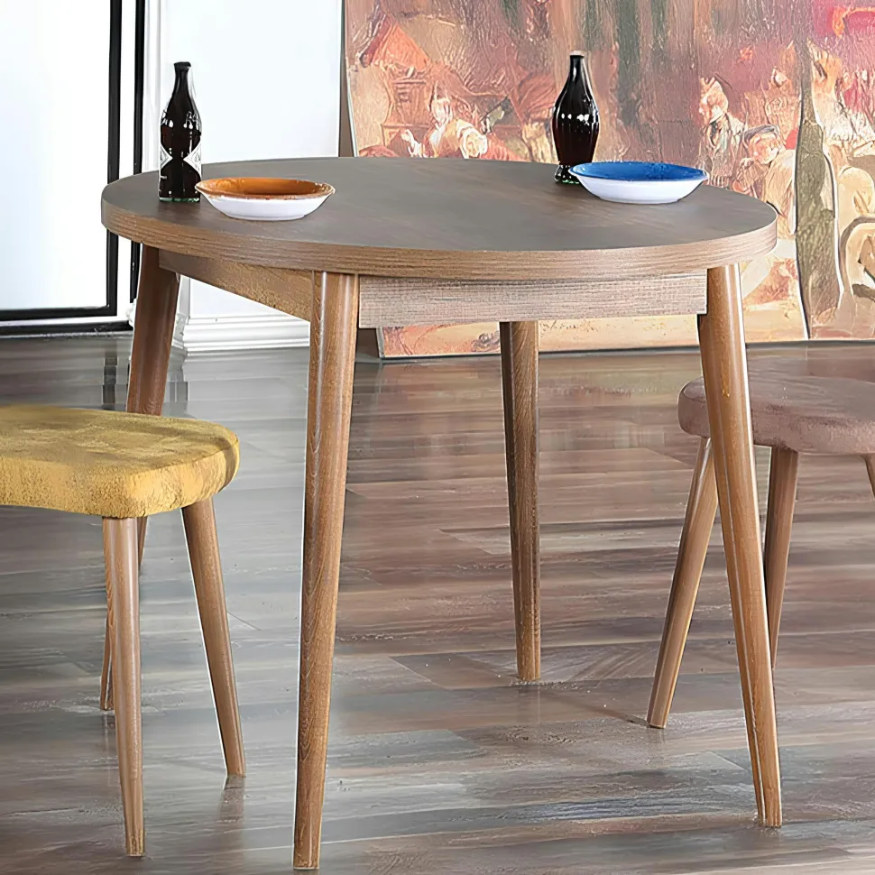 Table à manger ronde noire effet marbré Ø90 cm MARFA