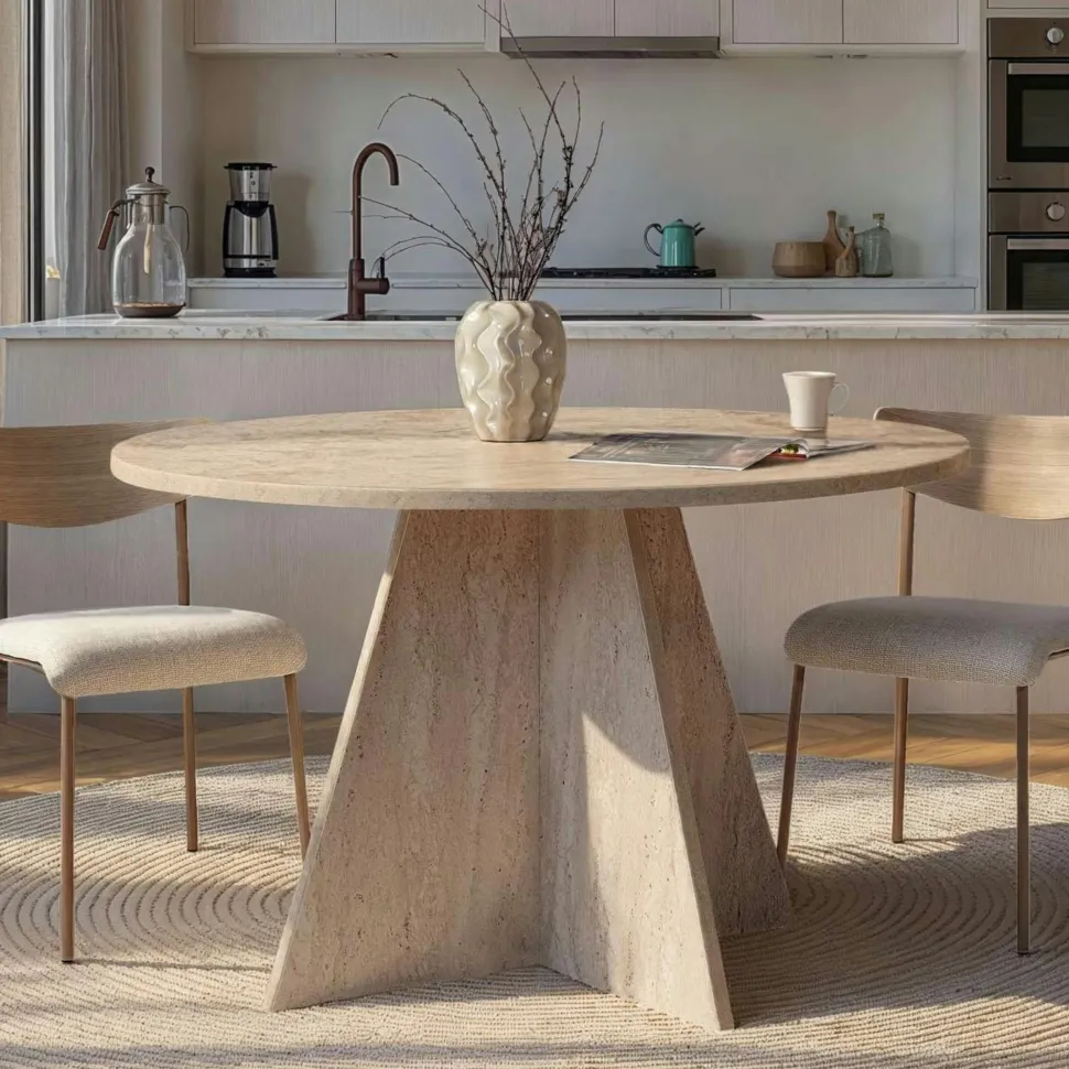 Table à manger ronde noire effet bois Ø120 cm MARFA