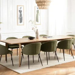 Table à manger teck recyclé pieds croisés 220x100 PANAMA