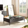 Table basse 2 tiroirs façades sculptées bois noir SURATE