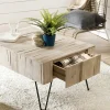 Table basse avec tiroirs teck pieds épingle 90x60 cm JAIPUR