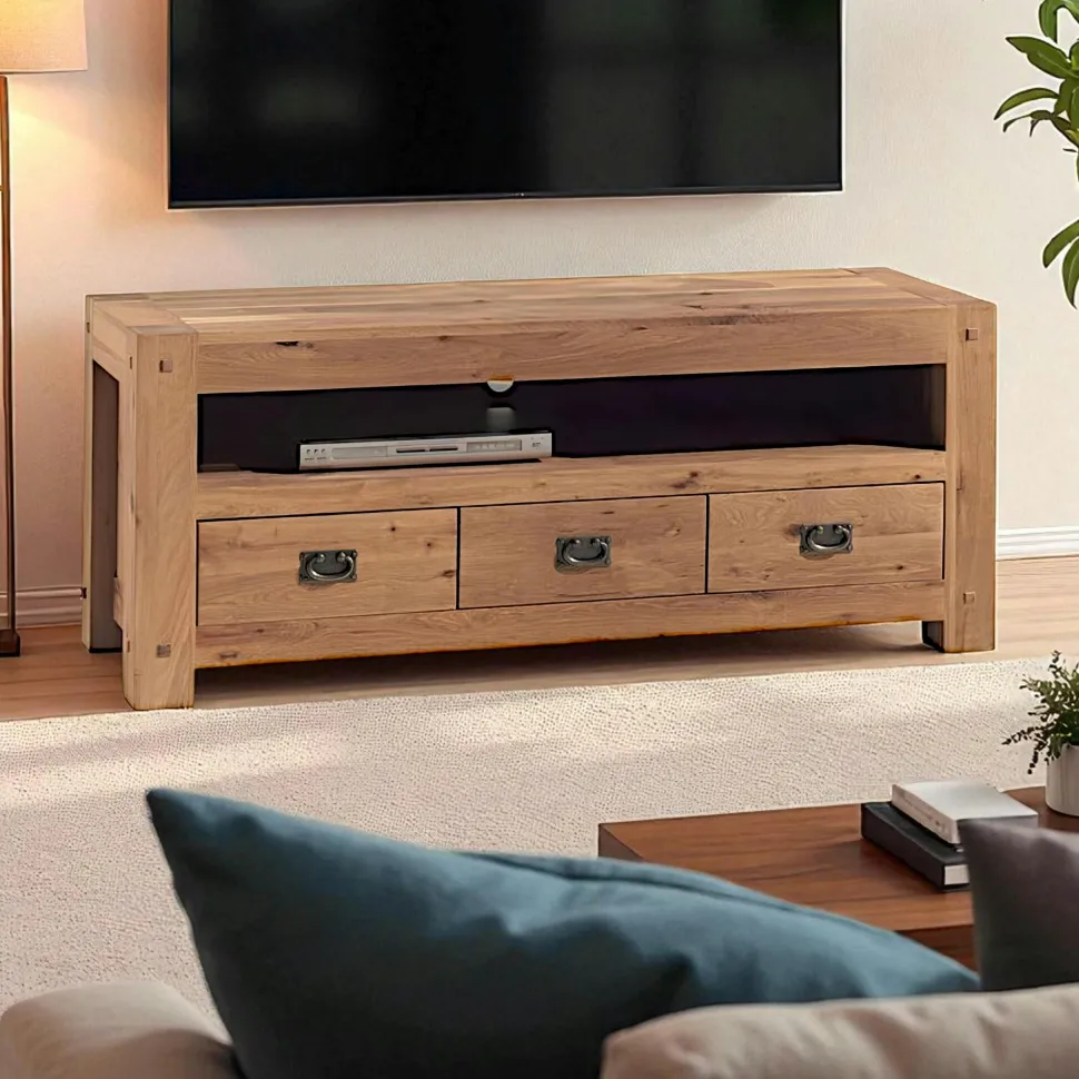 Table basse bois recyclé double plateau 2 tiroirs BRISBANE