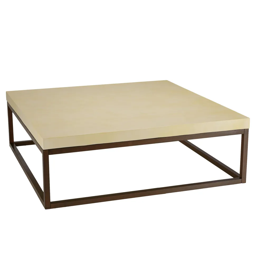 Table basse carrée 120 cm métal et béton beige BRASILIA