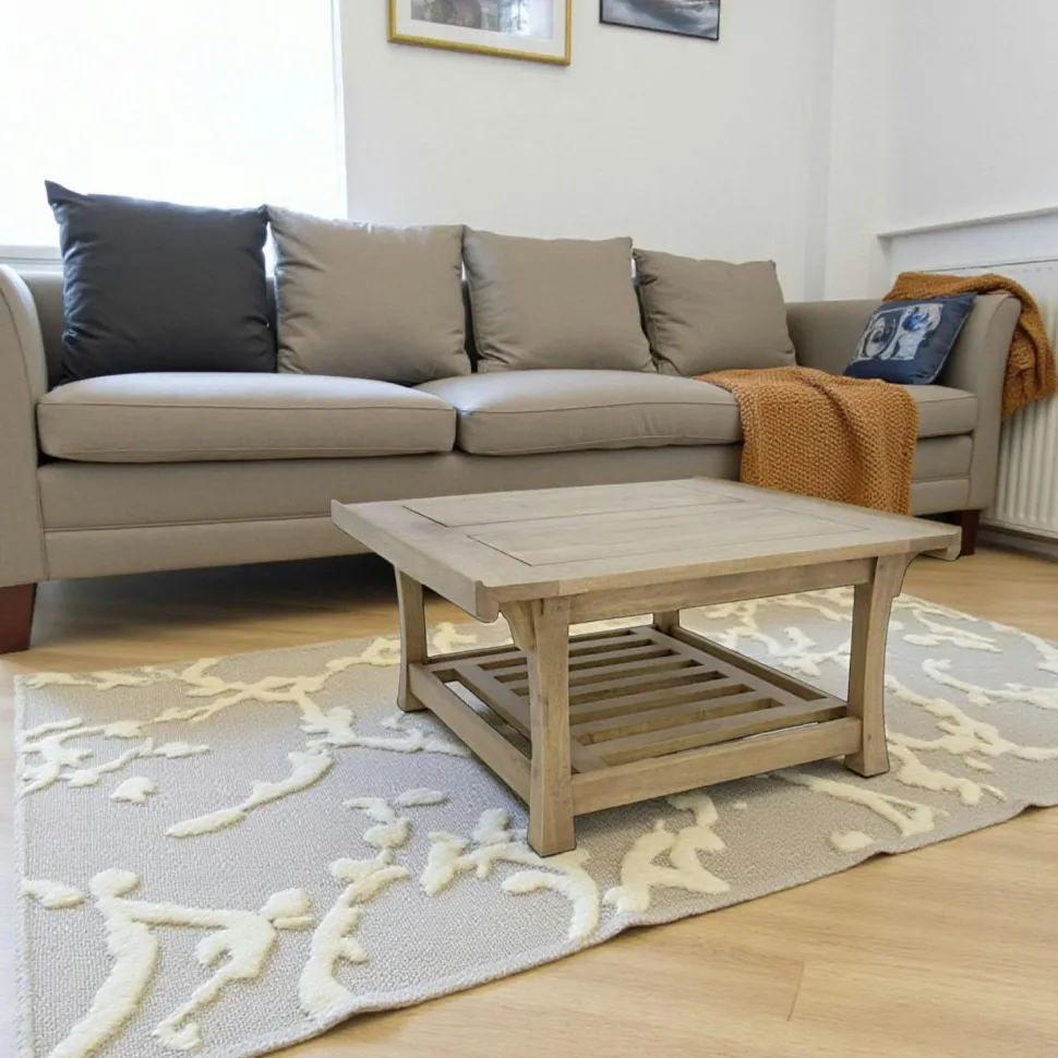 Table basse carrée hévéa 80x80x41cm MAORI