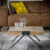 Table basse carrée teck recyclé acier 70 cm JAVA