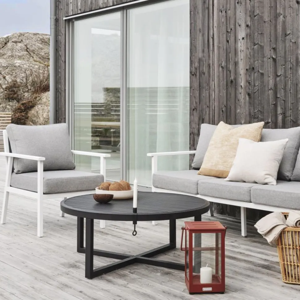 Table basse de jardin en aluminium blanc D 100 cm OSLO