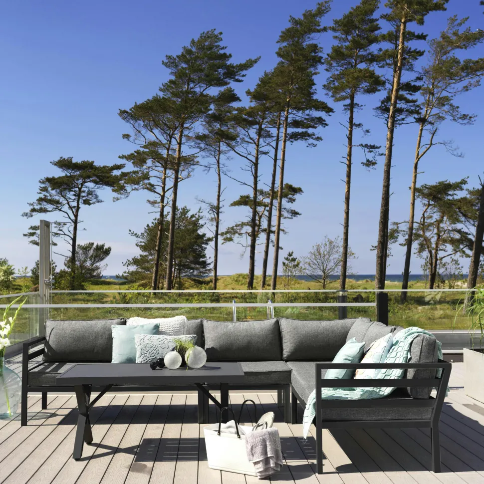Table basse de jardin en aluminium noir Ø 60 cm STOCKHOLM