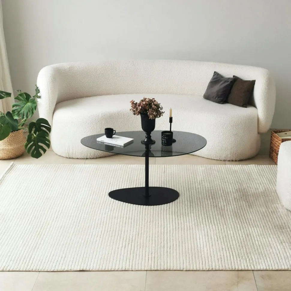 Table basse en verre, forme triangle organique TULUM