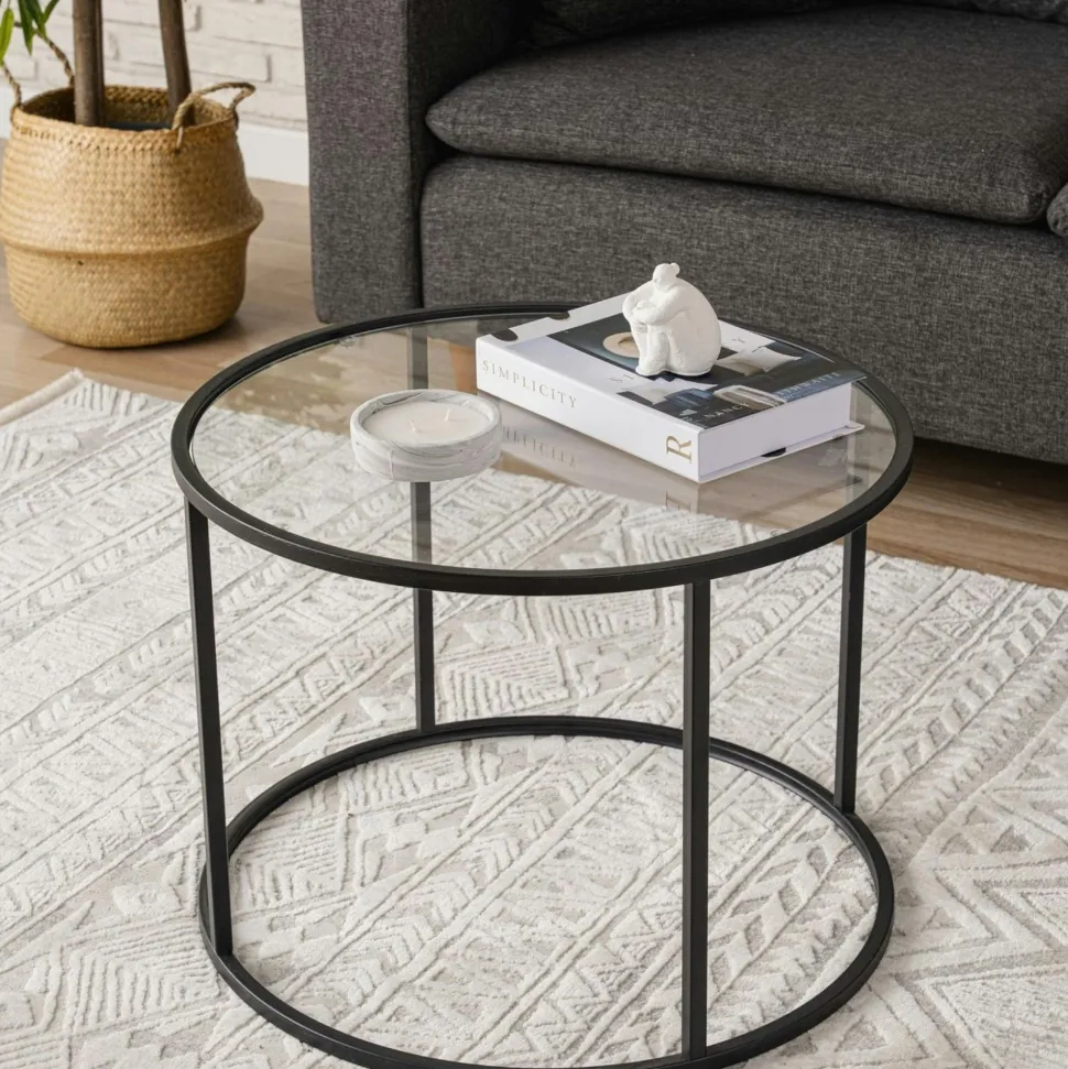 Table basse en verre fumé - forme rectangulaire TULUM