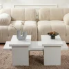 Table basse gigogne design – effet bois blanc (3 pièces) MARFA