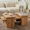 Table basse gigogne design – effet bois (3 pièces) MARFA