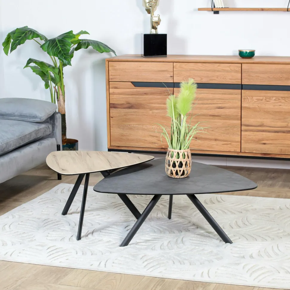 Table basse gigogne en céramique forme design (lot de 2 pièces) LOMBARDIE