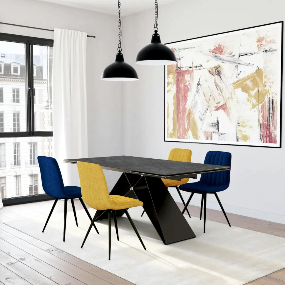 Table basse gigogne en céramique finition ardoise et rouille (lot de 2) LOMBARDIE
