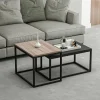 Table basse gigogne moderne - effet noyer & noir (lot de 2) JENA