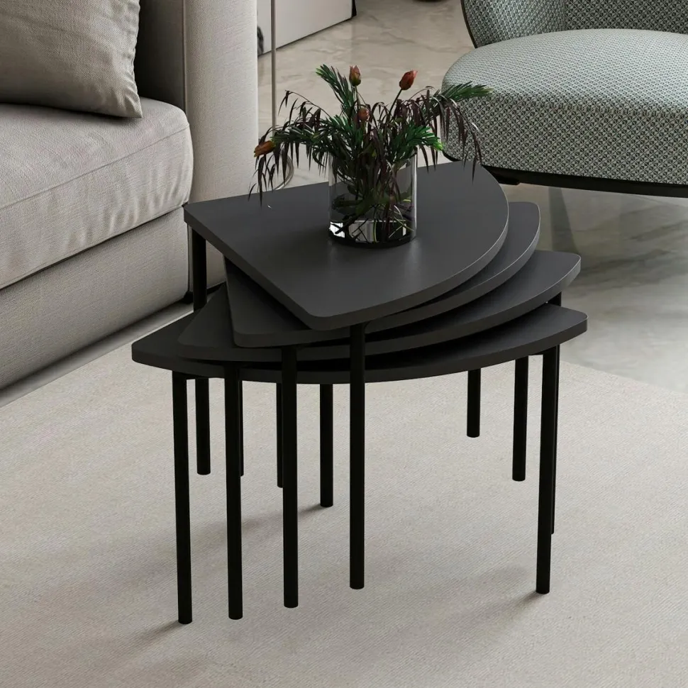 Table basse gigogne petit espace, finition anthracite JENA