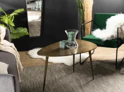 Table basse moderne forme goutte dorée ZALA