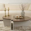 Table basse moderne plateau effet noyer - 2 hauteurs MARFA