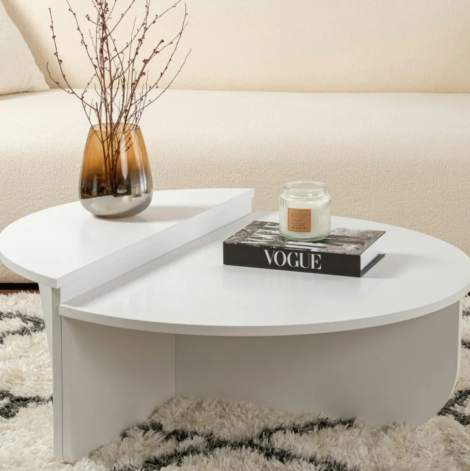 Table basse noire moderne effet bois - 2 hauteurs MARFA