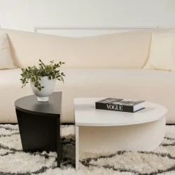 Table basse noire moderne effet bois - 2 hauteurs MARFA