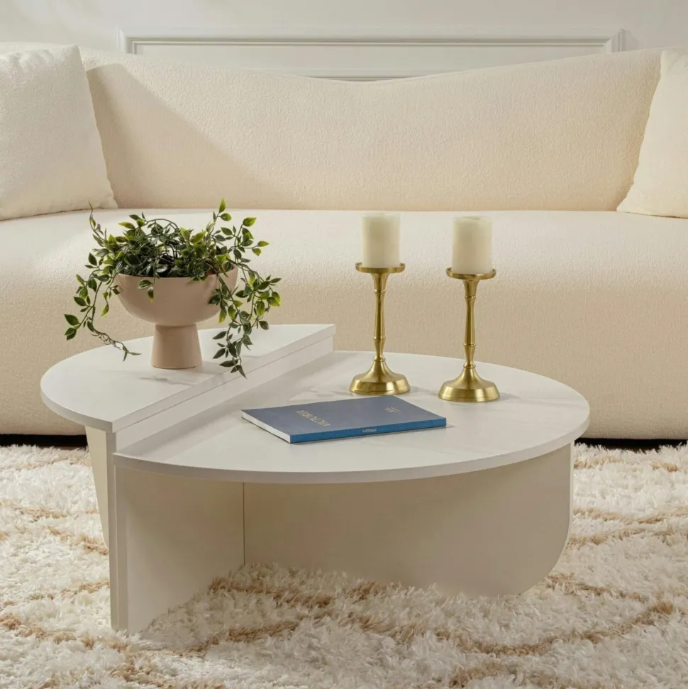 Table basse noire moderne effet bois - 2 hauteurs MARFA