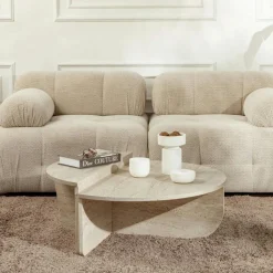 Table basse noire moderne effet bois - 2 hauteurs MARFA