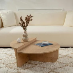 Table basse noire moderne effet bois - 2 hauteurs MARFA