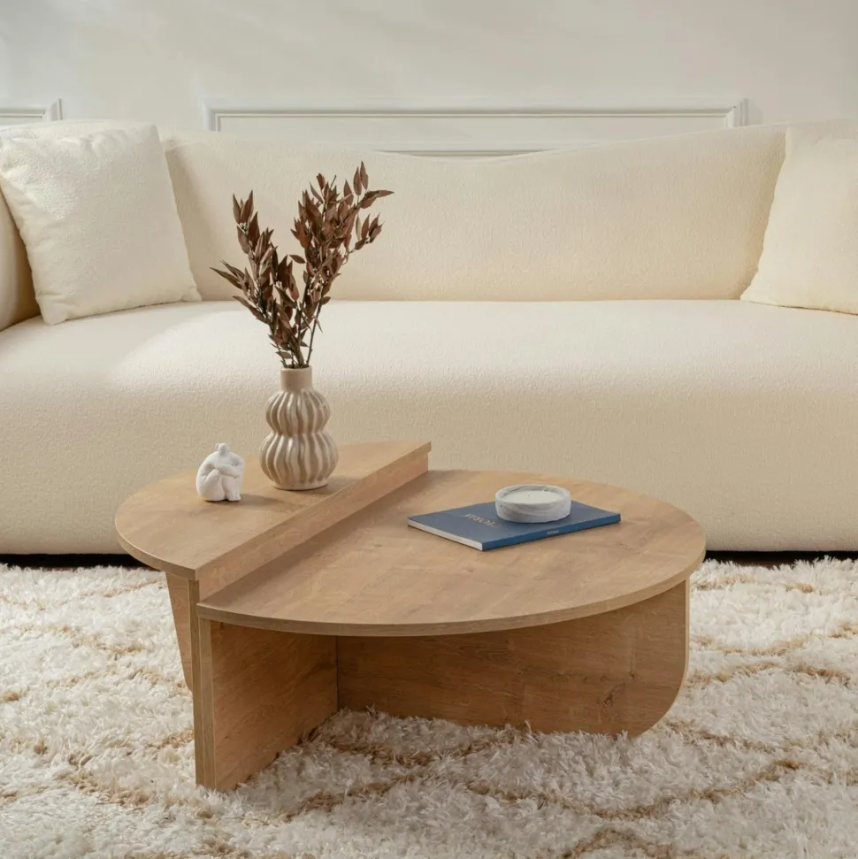 Table basse noire moderne effet bois - 2 hauteurs MARFA