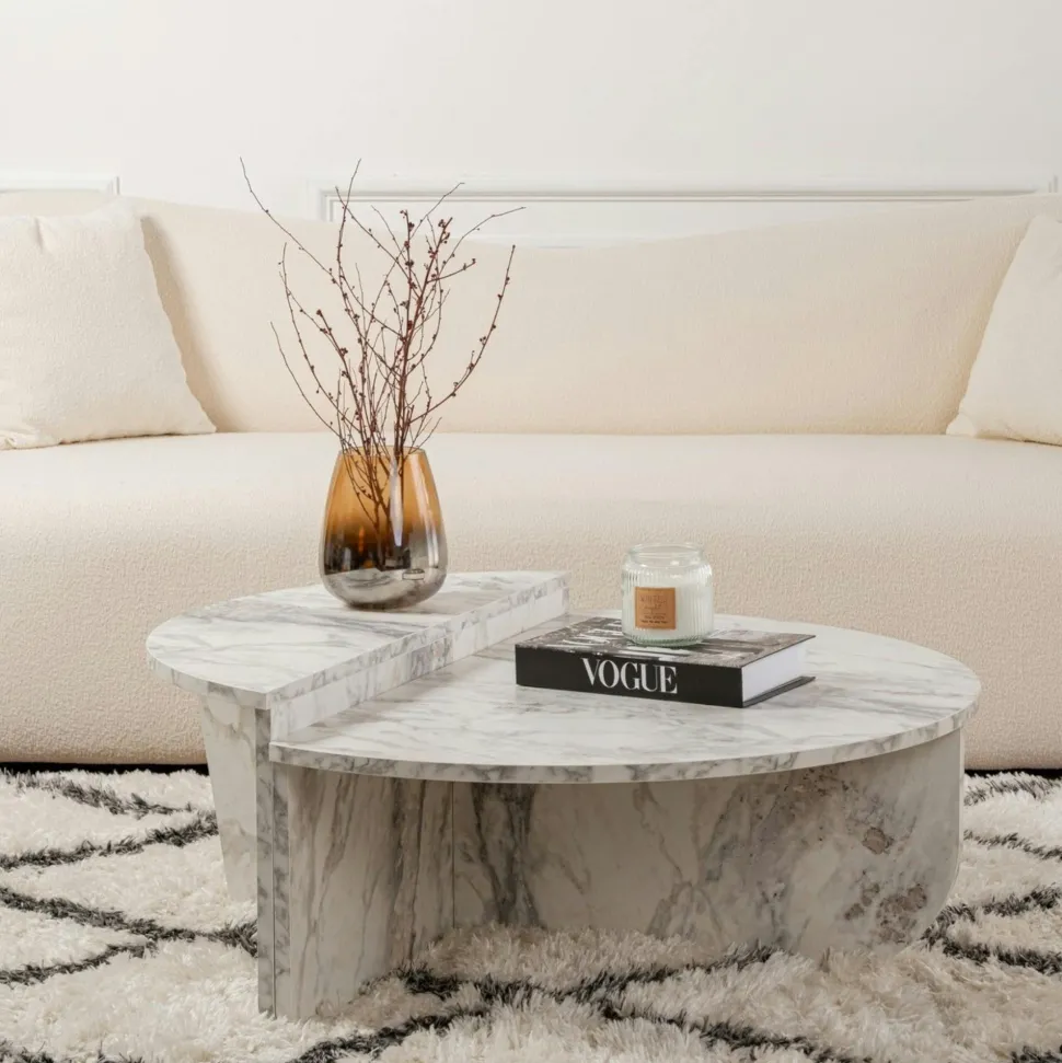 Table basse noire moderne effet bois - 2 hauteurs MARFA