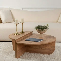Table basse noire moderne effet bois - 2 hauteurs MARFA
