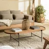 Table basse ovale en teck et métal 140 cm SWING