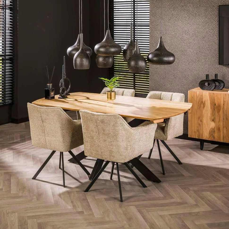 Table basse pivotante en céramique effet bois LOMBARDIE