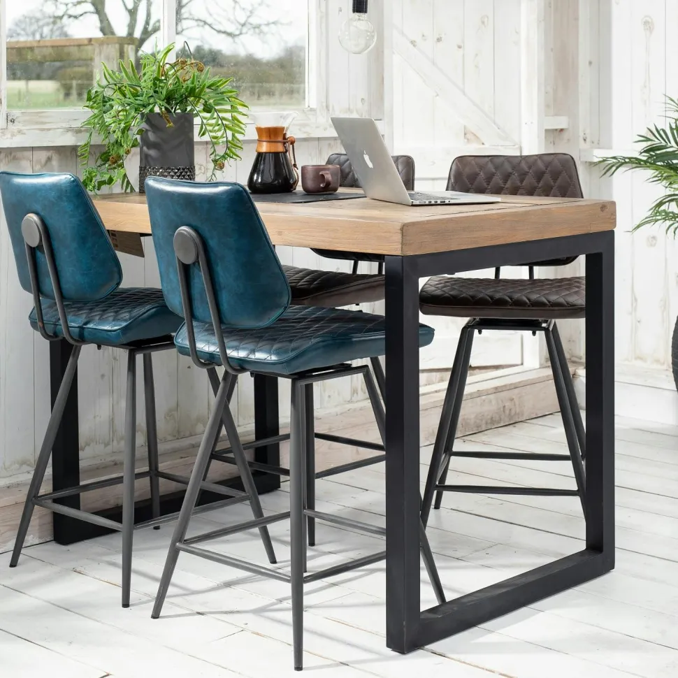 Table basse rectangle hévéa recyclé naturel et métal noirci 2 plateaux 130X70X45cm DOCKER