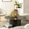Table basse ronde 80 cm bois et métal noir CORUMBA