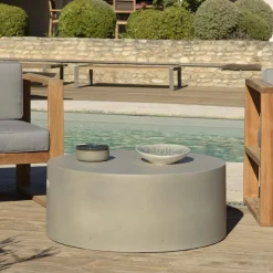 Table basse ronde 79 cm en béton gris brut HERCULE