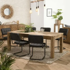 Table basse ronde 83 cm fibre tressée et bois SWING