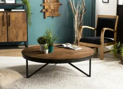 Table basse ronde bois de teck recyclé XL SWING
