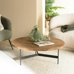 Table basse ronde bois recyclé pin CRACOVIE