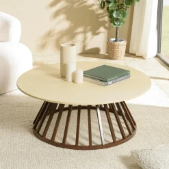Table basse ronde béton et métal pied grillage BRASILIA