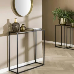 Table basse ronde en céramique marbrée anthracite LOMBARDIE