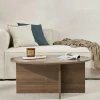Table basse ronde minimaliste - effet bois de noyer MARFA
