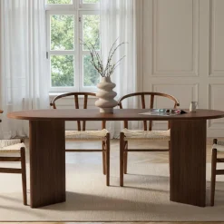 Table basse ronde minimaliste - effet bois de noyer MARFA