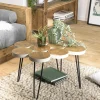 Table basse rondelles en teck recyclé 80 cm