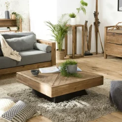 Table basse tréteaux bois recyclé 140 cm DENVER