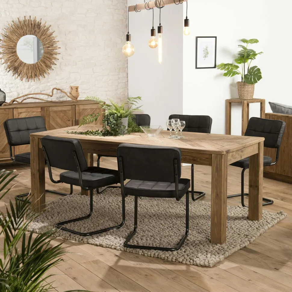 Table basse tréteaux bois recyclé 140 cm DENVER