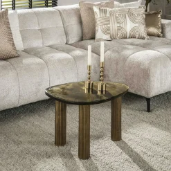 Table basse verre – finition cuivre antique, 35 cm LAGUNA