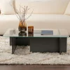 Table basse verre déstructurée – base gris anthracite SALTA