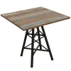 Table carrée en Hévéa recyclé coloré et pieds métal façon "Tour Eiffel" 80x80x76cm LOFT COLORS