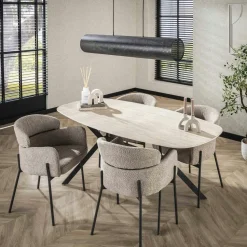 Table céramique effet travertin à bords ronds 180 cm ASCOLI