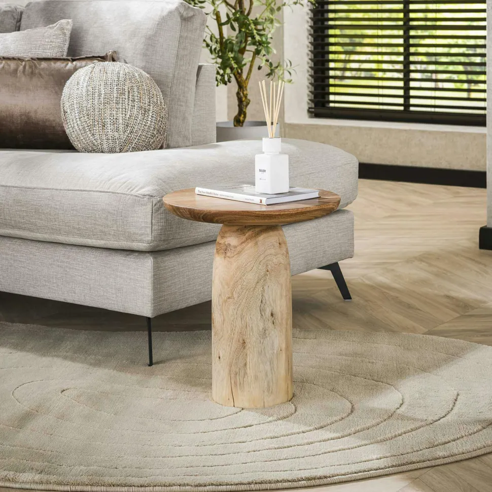 Table d’appoint bois – plateau sculpté, 55 cm MELBOURNE