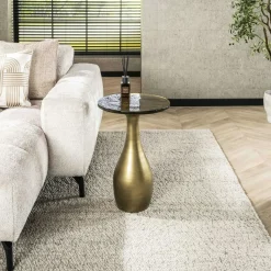 Table d’appoint en verre – antique dorée, 60 cm LAGUNA